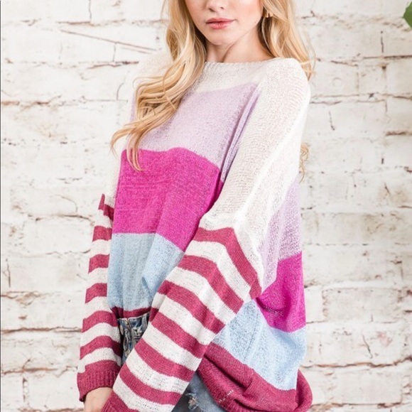 NWT Colorblock Slouchy Boyfriend Lightweight Sweatshirt Lagenlook Women's Large - Picture 2 of 8